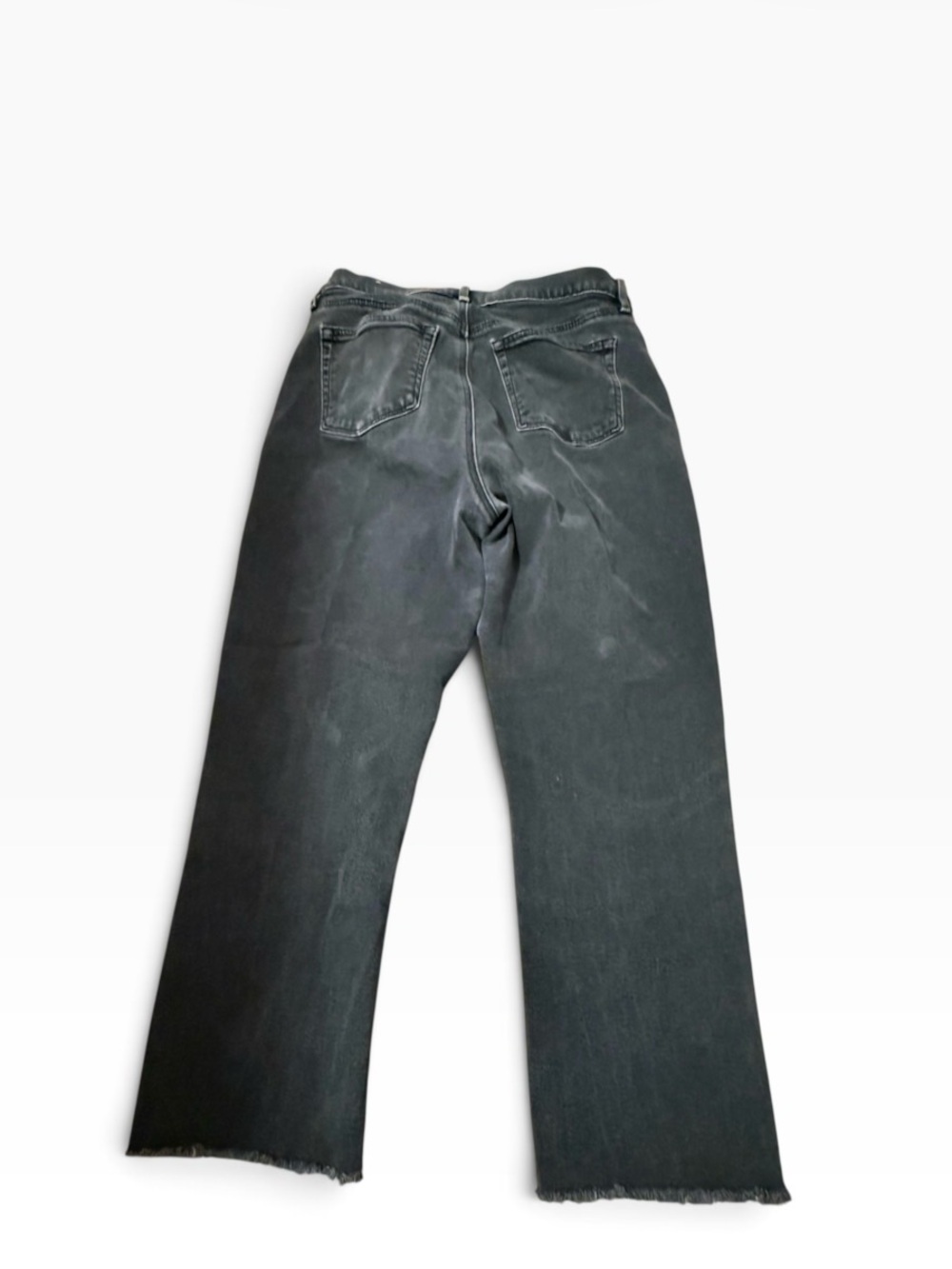 Washed Black Cropped Jeans with Raw Hem LOFT - Picture 2 of 4